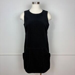 G.H. Bass & Co. Vintage Black Jumper Shift Dress Sz 4 Corduroy Drop Waist Twee